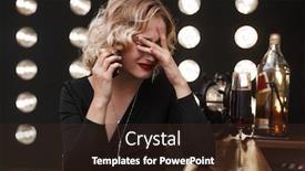  Presentation with woman crying - Presentation design featuring image-of-confused-blonde-woman background and a wine colored foreground