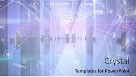  Presentation with server room - Slide set having image-of-connection-web background and a light blue colored foreground