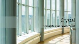  Presentation with windows - Amazing theme having image of corridor in office backdrop and a mint green colored foreground