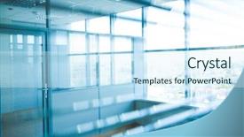  Presentation with windows - Cool new presentation theme with image of corridor in office backdrop and a cool aqua colored foreground