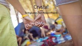  Presentation with campsite - Slide deck consisting of image of couple hooking pinky background and a coral colored foreground