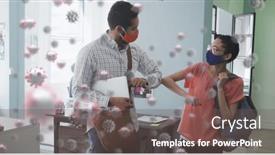  Presentation with global health - Slide deck with image-of-covid-19-cells and a tawny brown colored foreground