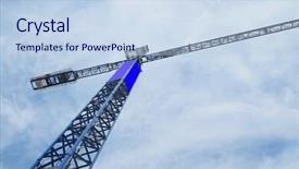  Presentation with crane - Colorful slide set enhanced with image-of-crane-under backdrop and a sky blue colored foreground