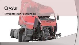  Presentation with crash - Presentation having image of crash truck under the white background background and a lemonade colored foreground