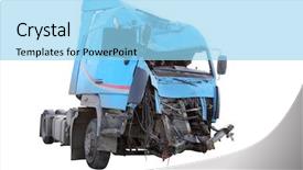  Presentation with truck accident - Colorful theme enhanced with vehicle accident - image of crash truck backdrop and a arctic colored foreground