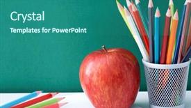  Presentation with crayons - Cool new PPT layouts with image of crayons and red backdrop and a ocean colored foreground