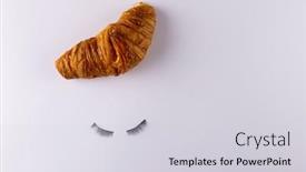  Presentation with food white - PPT theme featuring image-of-croissant-and-fake background and a light gray colored foreground