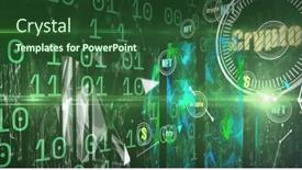  Presentation with crypto money - PPT theme enhanced with image-of-crypto-in-circle background and a forest green colored foreground