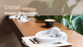  Presentation with passport - Amazing PPT layouts having coffee headphones passport paper map backdrop and a coral colored foreground