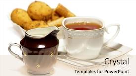  Presentation with milk tea - PPT layouts with image of cup of tea background and a lemonade colored foreground