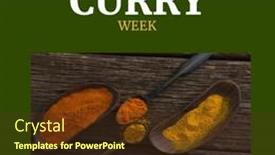  Presentation with indian food - Slide deck consisting of image-of-curry-week-over background and a tawny brown colored foreground
