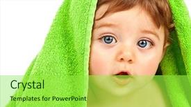  Presentation with child health care - Presentation theme having image of cute baby boy background and a seafoam green colored foreground