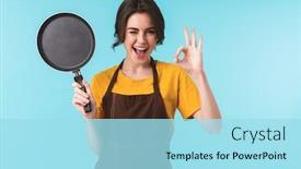  Presentation with happy image - PPT theme featuring image-of-cute-happy-young background and a arctic colored foreground