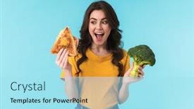  Presentation with cute sandwich - Colorful presentation design enhanced with image-of-cute-positive-young backdrop and a arctic colored foreground