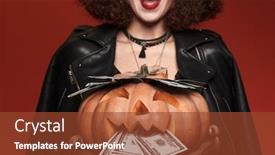  Presentation with halloween - Presentation design consisting of cute witch girl in halloween background and a tawny brown colored foreground