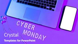  Presentation with online shopping - Presentation theme featuring image-of-cyber-monday-text background and a light blue colored foreground