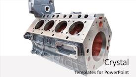  Presentation with car engine - Amazing presentation theme having image of cylinder block backdrop and a light gray colored foreground