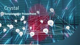  Presentation with digital fingerprint - Slides enhanced with image-of-data-processing-over background and a ocean colored foreground