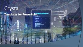  Presentation with image processing - PPT theme enhanced with image-of-data-processing-over background and a ocean colored foreground