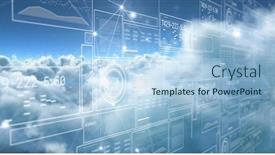  Presentation with digital image processing - Presentation design consisting of image-of-data-processing-over background and a light blue colored foreground