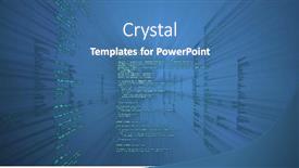  Presentation with servers - Slide deck featuring image-of-data-processing-over background and a teal colored foreground