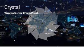  Presentation with city map - Presentation design consisting of image-of-data-processing-over background and a navy blue colored foreground