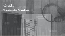  Presentation with global laptop - PPT theme with image-of-data-processing-over background and a gray colored foreground