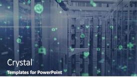  Presentation with digital image processing - Theme having image-of-data-processing background and a ocean colored foreground