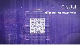  Presentation with digital image processing - Presentation design enhanced with image-of-data-processing background and a violet colored foreground