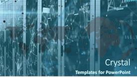  Presentation with spinning globe - Presentation theme with image-of-data-processing background and a ocean colored foreground