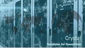  Presentation with spinning globe - Presentation design featuring image-of-data-processing background and a ocean colored foreground