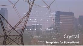  Presentation with digital image processing - PPT theme featuring image-of-data-processing background and a  colored foreground