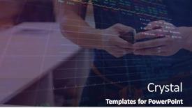  Presentation with digital image processing - PPT theme with image-of-data-processing background and a navy blue colored foreground