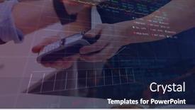  Presentation with digital image processing - Slides enhanced with image-of-data-processing background and a navy blue colored foreground