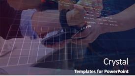  Presentation with digital image processing - Presentation with image-of-data-processing background and a navy blue colored foreground