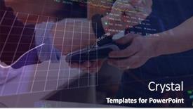  Presentation with image processing - PPT theme featuring image-of-data-processing background and a wine colored foreground