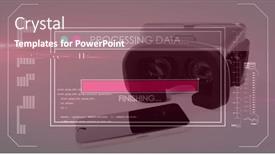  Presentation with image processing - PPT theme enhanced with image-of-data-processing background and a violet colored foreground