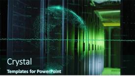  Presentation with green cloud computing - Slide deck having image-of-data-processing background and a tawny brown colored foreground