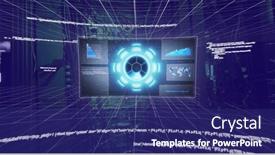  Presentation with servers - PPT layouts having image-of-data-processing background and a navy blue colored foreground