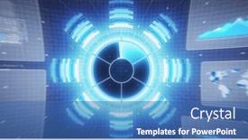  Presentation with servers - PPT theme enhanced with image-of-data-processing background and a ocean colored foreground