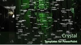  Presentation with green computing - Presentation featuring image-of-data-processing background and a wine colored foreground
