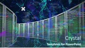  Presentation with connections - PPT theme enhanced with image-of-data-processing background and a ocean colored foreground