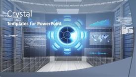  Presentation with image processing - PPT layouts featuring image-of-data-processing background and a teal colored foreground