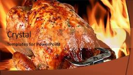  Presentation with roasted chicken - PPT layouts consisting of flaming grill - image of delicious roasted chicken background and a red colored foreground