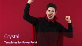 Presentation with vampire - Presentation featuring image of delighted vampire man background and a tawny brown colored foreground