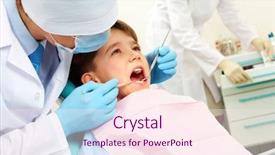  Presentation with dental - Cool new PPT theme with image of dental examining being backdrop and a pink colored foreground