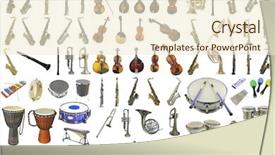  Presentation with music instruments - Amazing slide set having image of different music instruments backdrop and a cream colored foreground