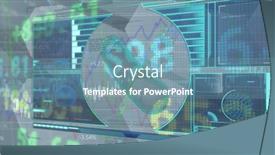  Presentation with technology economy - PPT theme consisting of image-of-digital-interface background and a teal colored foreground