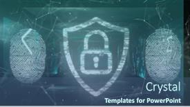  Presentation with safety data - Presentation design with image-of-digital-shield background and a ocean colored foreground