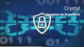  Presentation with safety data - Theme having image-of-digital-shield background and a ocean colored foreground